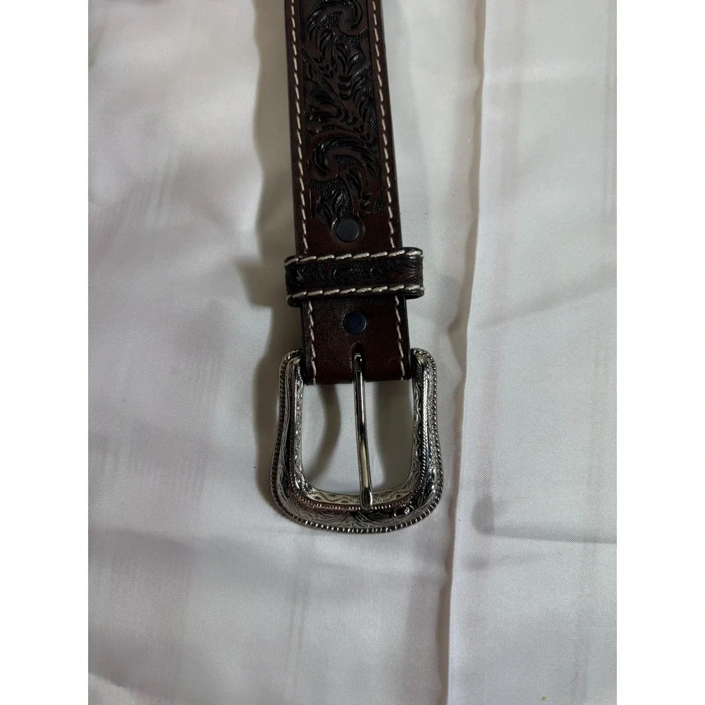 Ranger Belt Company Mens Brown Hand Tooled Leather Western Belt WB2162 Size 32